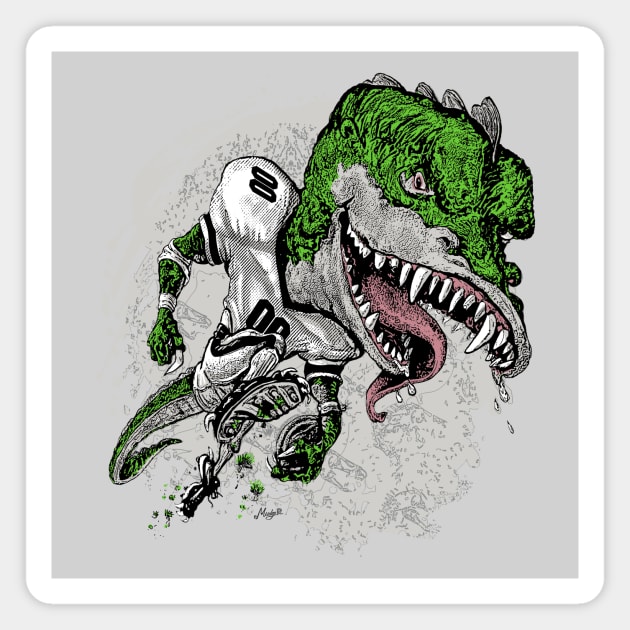 Old School Dinosaur Football Player Magnet by Mudge